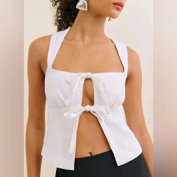 NWT Reformation Azalea linen top size 12 white - Picture 1 of 7